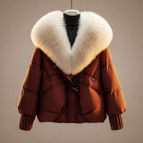Sybil | Women's Oversized Puffer Jacket with Faux Fur Collar & Cinched Waist — view 2