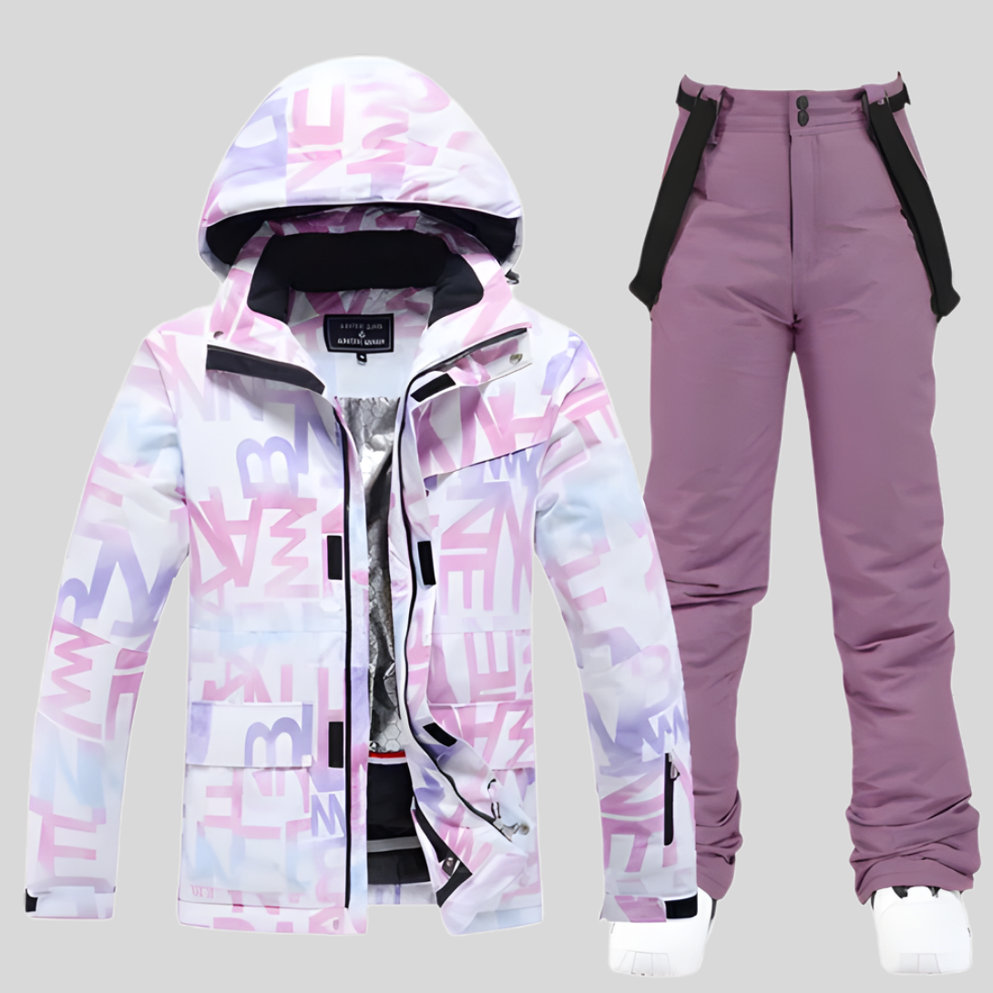 Chloe | Women's Purple Ski Suit – Two-Piece Hooded Jacket & Snow Trousers — view 1