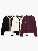 Women's Structured Knit Cardigan with Gold Buttons — view 2