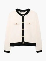 Women's Structured Knit Cardigan with Gold Buttons — view 7