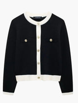 Women's Structured Knit Cardigan with Gold Buttons — view 6