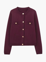 Women's Structured Knit Cardigan with Gold Buttons — view 5