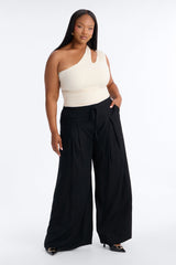 Women's Wide Leg Linen Viscose Pants — Pleated | Yvezi — 4