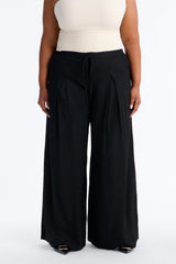 Women's Wide Leg Linen Viscose Pants — Pleated | Yvezi — 5