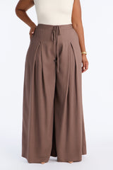 Women's Wide Leg Linen Viscose Pants — Pleated | Yvezi — 11