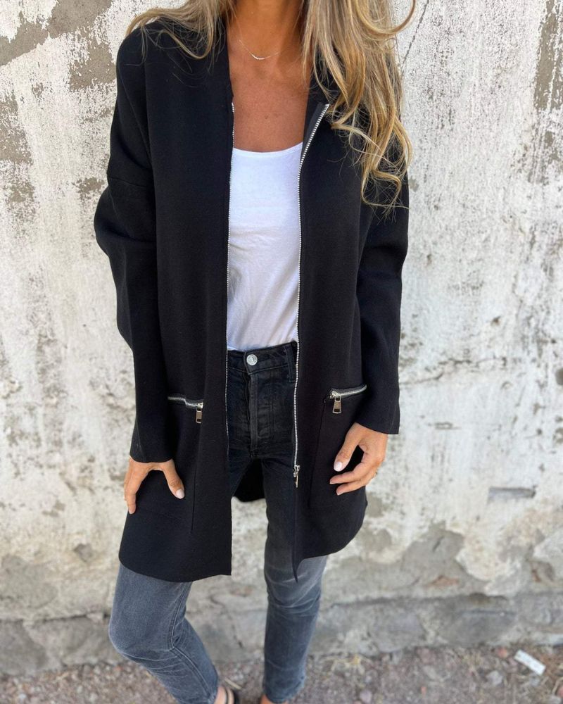 Lennox | Longline Hooded Zip Cardigan — view 2