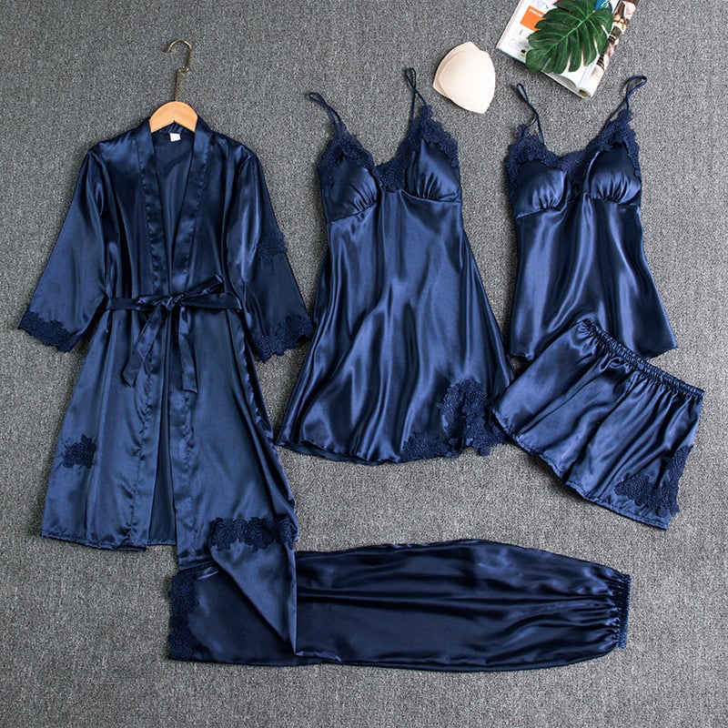 Celestine | 5-Piece Satin Lace Nightwear Set — view 2