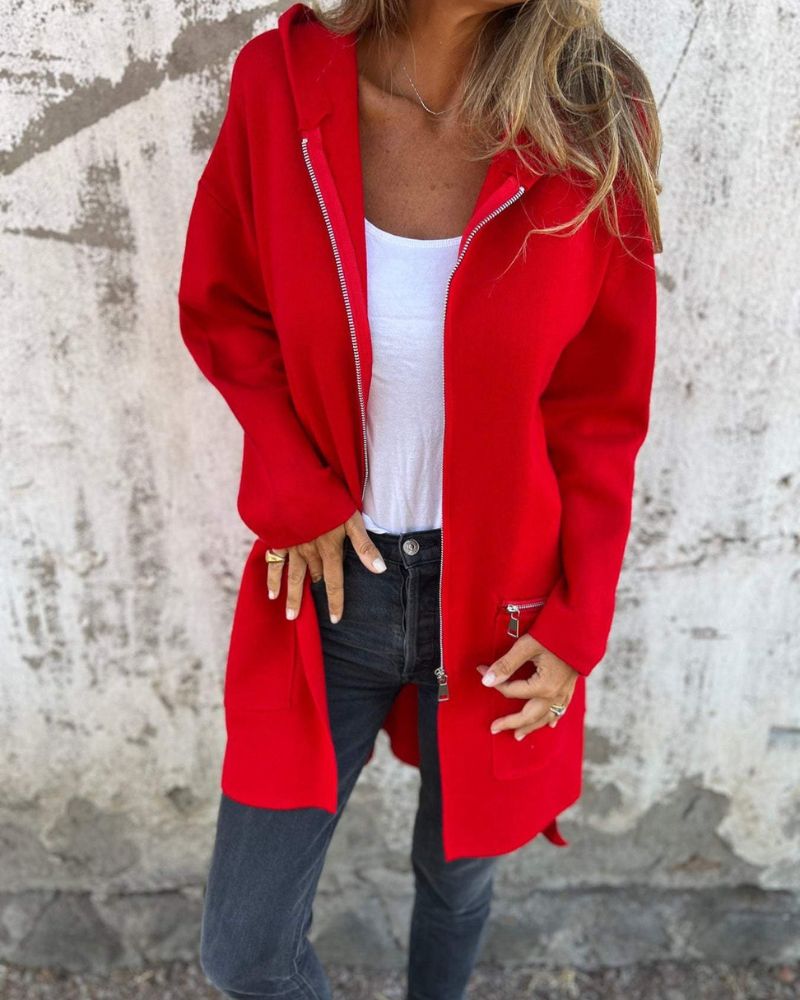 Lennox | Longline Hooded Zip Cardigan — view 1