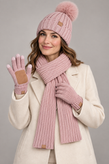Ursula | Women's Hat, Scarf & Gloves Set – Knitted 3-Piece Winter Gift Set — view 5