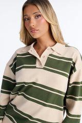 Women's Striped Cotton Knit Polo Sweater | Yvezi — 16