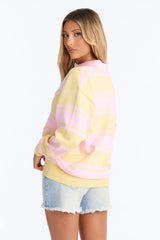 Women's Striped Cotton Knit Polo Sweater | Yvezi — 25