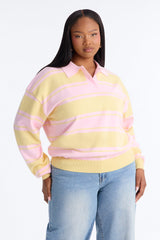Women's Striped Cotton Knit Polo Sweater | Yvezi — 26