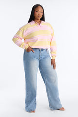 Women's Striped Cotton Knit Polo Sweater | Yvezi — 27