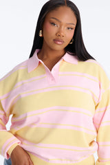 Women's Striped Cotton Knit Polo Sweater | Yvezi — 28