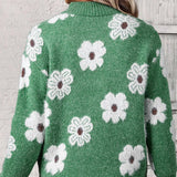 Daphne | Women's Daisy Floral Collared Half-Zip Knitted Jumper — view 4