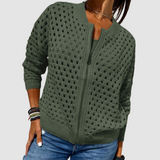 Women's Relaxed Fit Crochet Knit Zip Cardigan — view 3