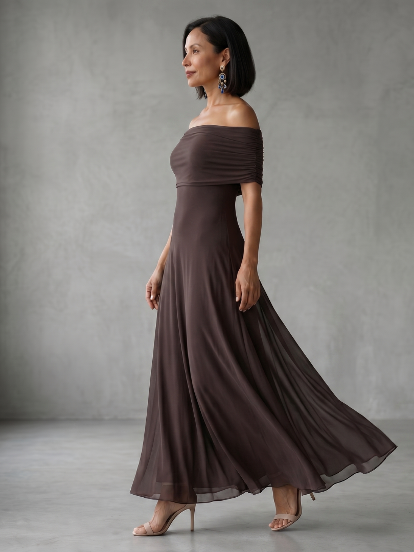 Women's Off-Shoulder Fitted Maxi Wedding Guest Dress — view 2