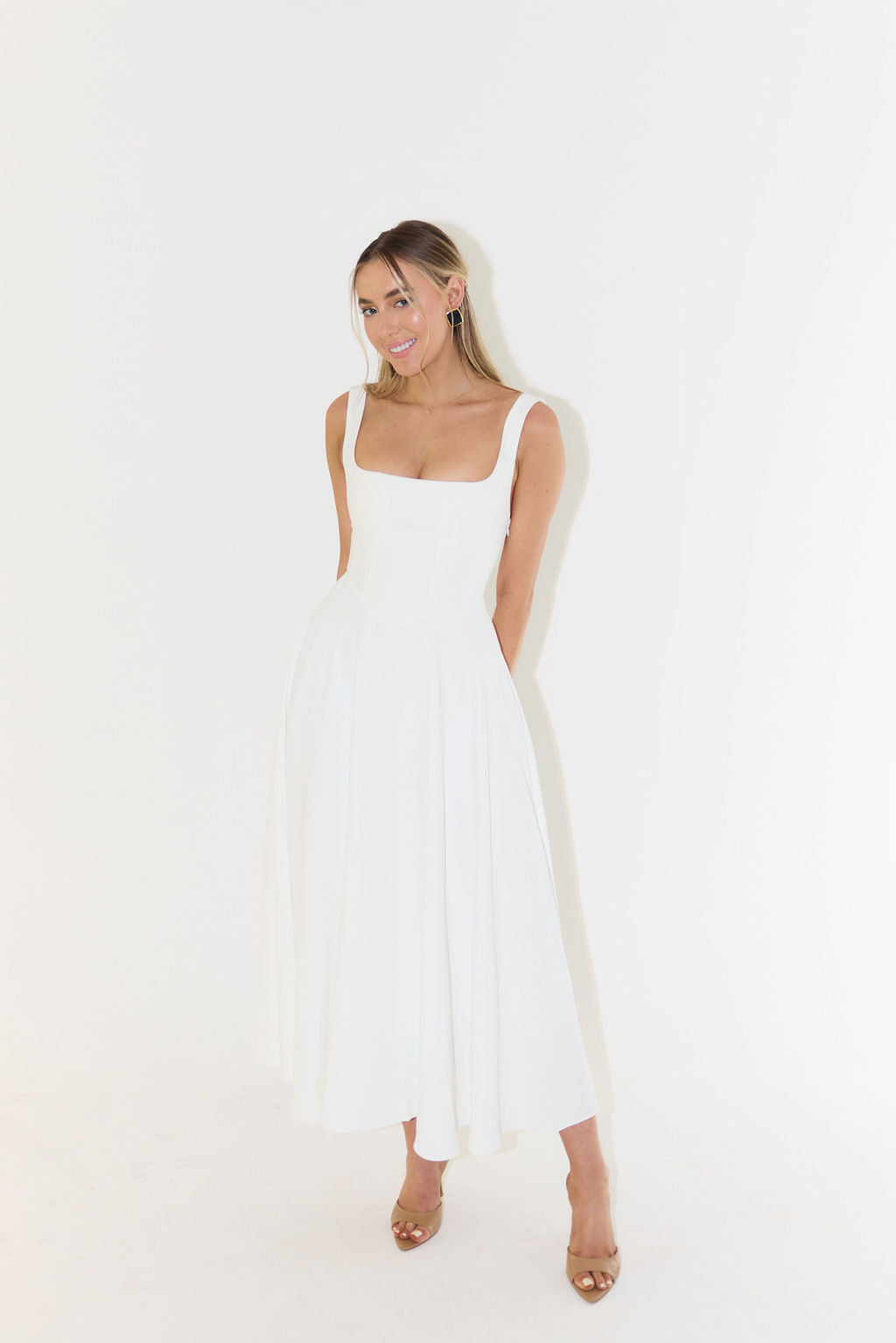 Anastasia | Square Neck Christmas Party Midi Dress — view 2