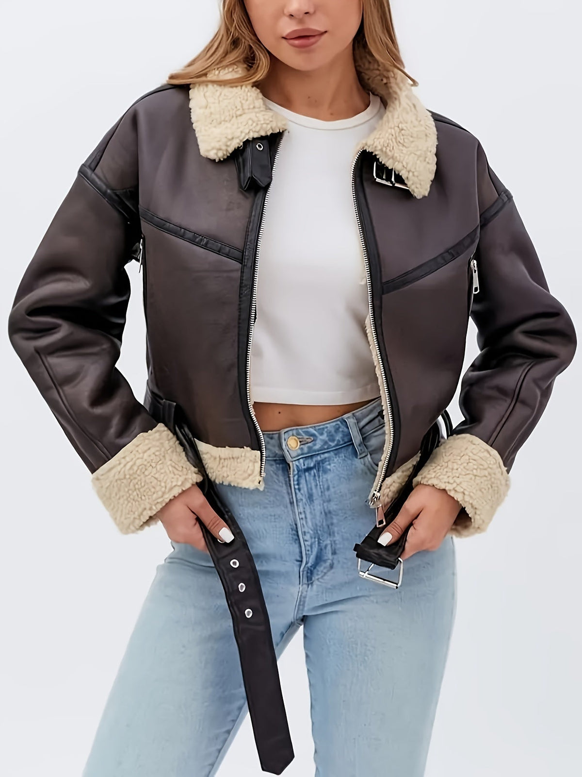 Frances | Belted Aviator Jacket — view 4