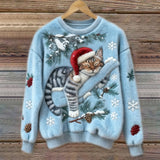 Noelle | Women's Festive Cat Print Crew Neck Christmas Jumper — view 4