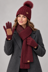 Ursula | Women's Hat, Scarf & Gloves Set – Knitted 3-Piece Winter Gift Set — view 6