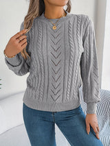 Lowri | Women's Textured Openwork Crew Neck Knit Jumper — view 9