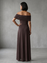 Women's Off-Shoulder Fitted Maxi Wedding Guest Dress — view 4