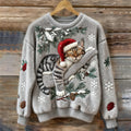 Noelle | Women's Festive Cat Print Crew Neck Christmas Jumper — view 1