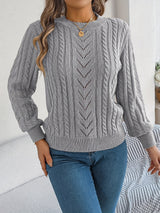 Lowri | Women's Textured Openwork Crew Neck Knit Jumper — view 12