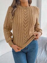 Lowri | Women's Textured Openwork Crew Neck Knit Jumper — view 4