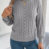 Lowri | Women's Textured Openwork Crew Neck Knit Jumper — view 8