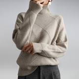 Marcheline | Women's Diamond Knit Turtleneck Jumper — view 6