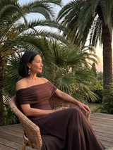 Women's Off-Shoulder Fitted Maxi Wedding Guest Dress — view 9