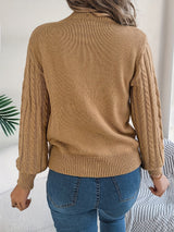 Lowri | Women's Textured Openwork Crew Neck Knit Jumper — view 3