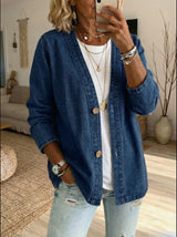 Mavis | Women's Crew Neck Button-Front Knit Cardigan — view 3
