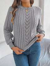 Lowri | Women's Textured Openwork Crew Neck Knit Jumper — view 14
