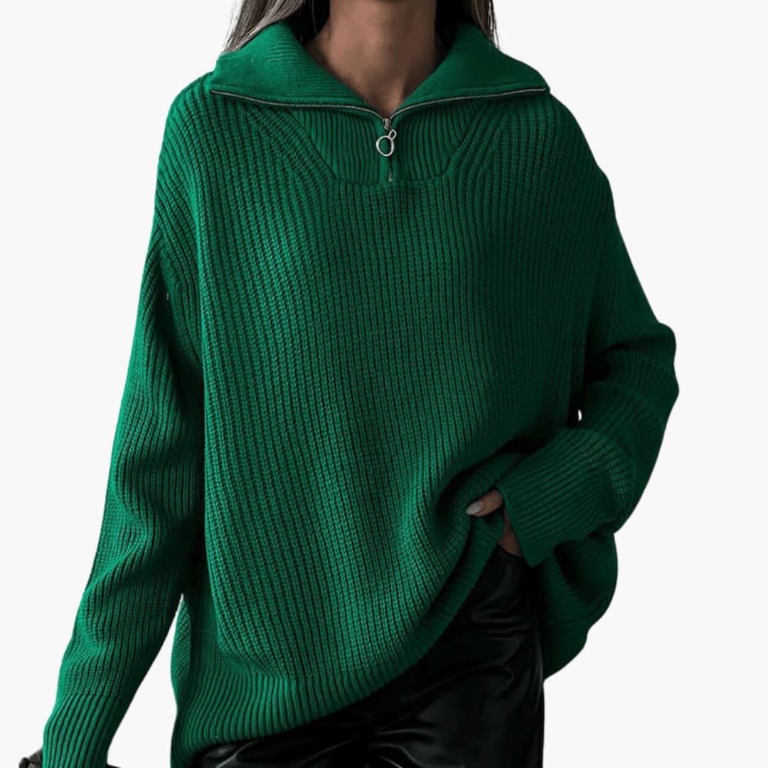 Women's Chunky Ribbed Funnel-Neck Half-Zip Jumper — view 2
