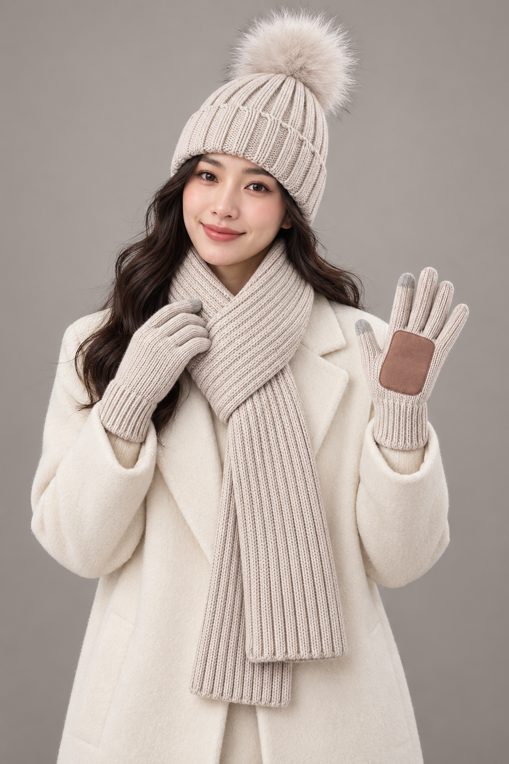 Ursula | Women's Hat, Scarf & Gloves Set – Knitted 3-Piece Winter Gift Set — view 3