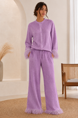 Seraphine | Women's Feather-Trim Sequin Wide-Leg Trouser Co-Ord — view 5