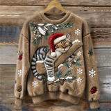 Noelle | Women's Festive Cat Print Crew Neck Christmas Jumper — view 5