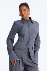 Women's Pinstripe Blazer and Pants Set — Wide Leg | Yvezi — 2