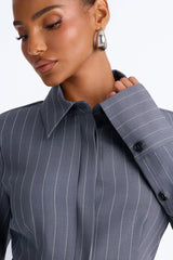 Women's Pinstripe Blazer and Pants Set — Wide Leg | Yvezi — 3