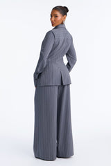 Women's Pinstripe Blazer and Pants Set — Wide Leg | Yvezi — 4