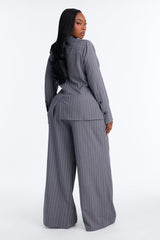 Women's Pinstripe Blazer and Pants Set — Wide Leg | Yvezi — 8