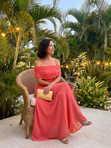Women's Off-Shoulder Fitted Maxi Wedding Guest Dress — view 10
