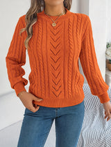Lowri | Women's Textured Openwork Crew Neck Knit Jumper — view 18