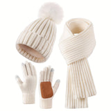 Ursula | Women's Hat, Scarf & Gloves Set – Knitted 3-Piece Winter Gift Set — view 7