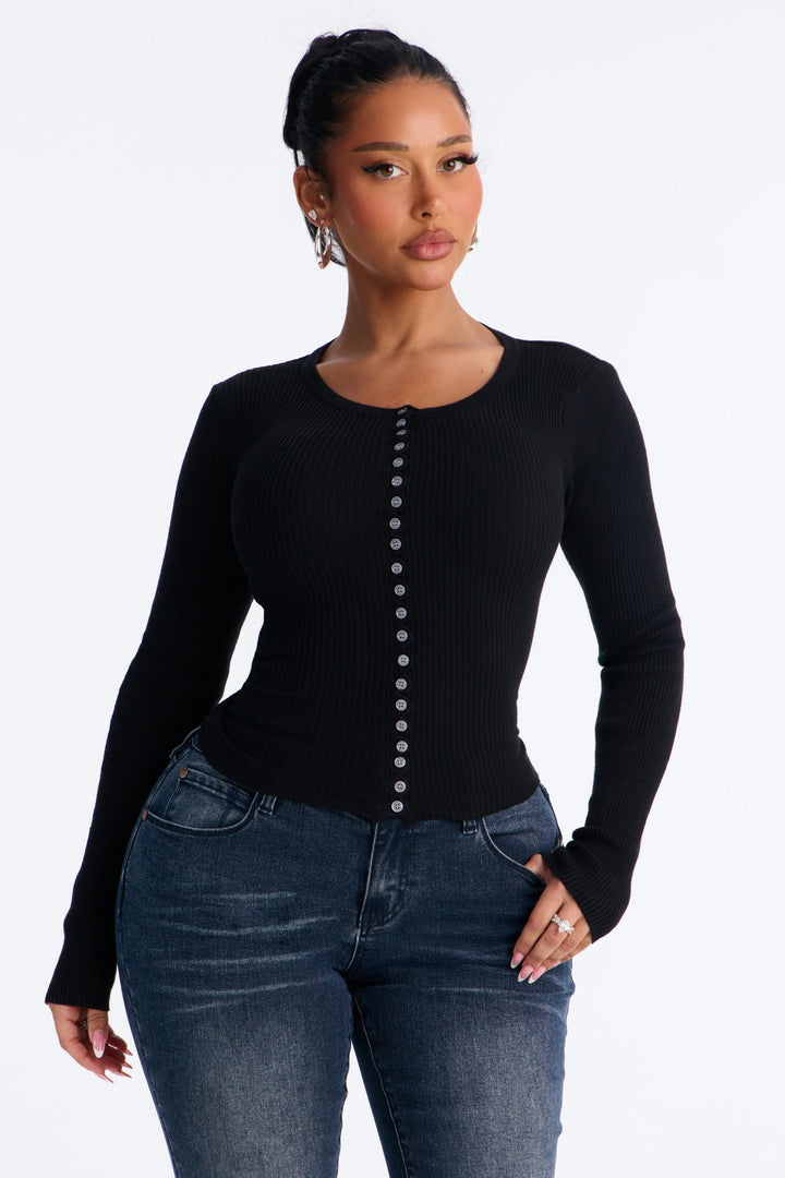 Women's Viscose Cardigan — Long Sleeve, Crew Neck | Yvezi — 1