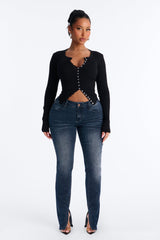Women's Viscose Cardigan — Long Sleeve, Crew Neck | Yvezi — 2