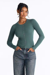 Women's Viscose Cardigan — Long Sleeve, Crew Neck | Yvezi — 5